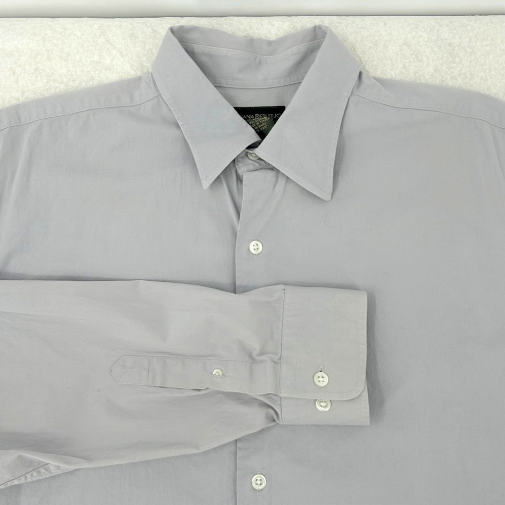Banana Republic Mens Button Down Shirt XL Gray/Purple Stretch Cotton Modern